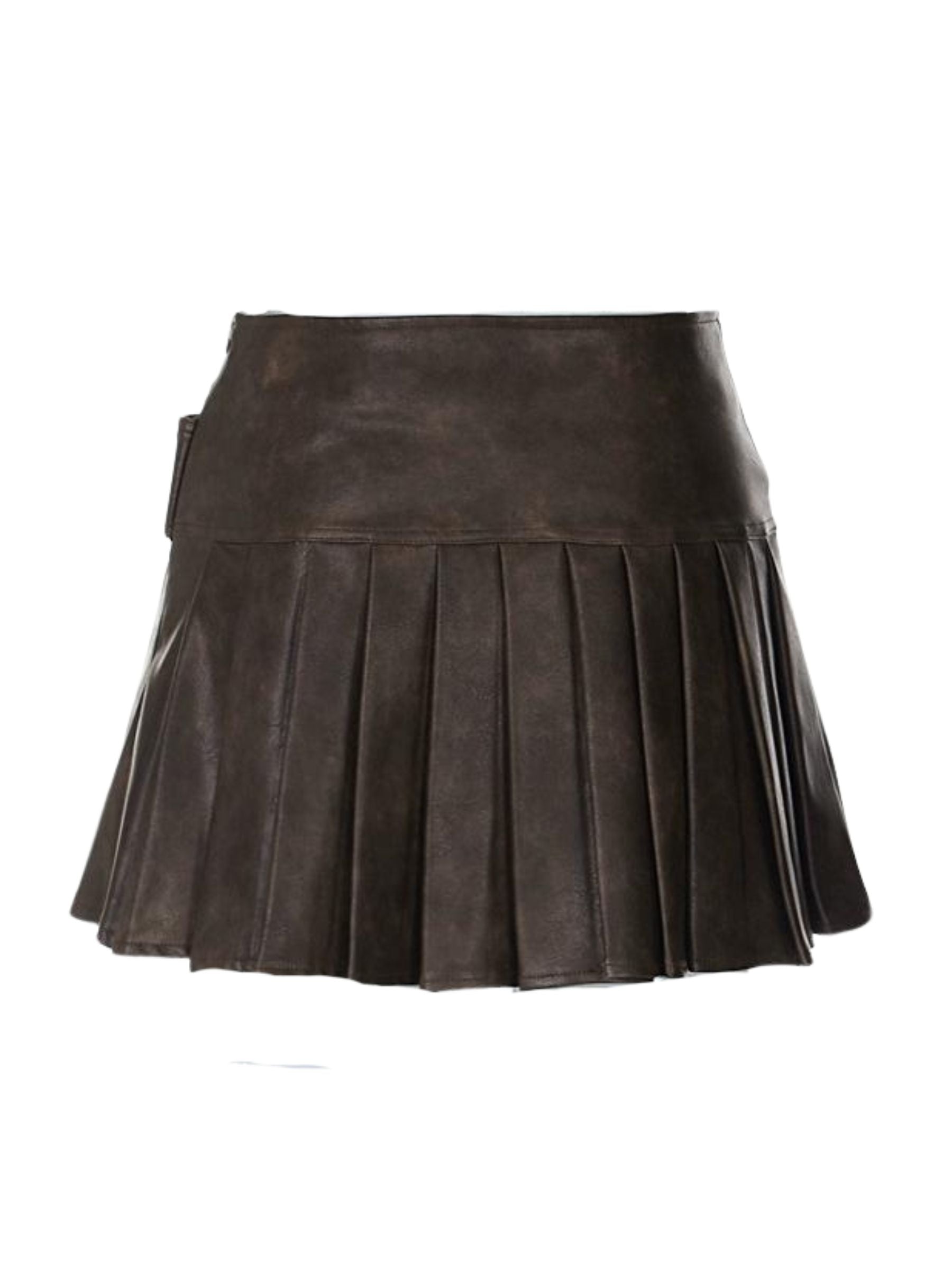 JazzHer Blythe Faux Leather Pleated Mini Skirt