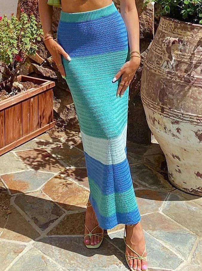 JazzHer Boho Knitted Maxi Skirt