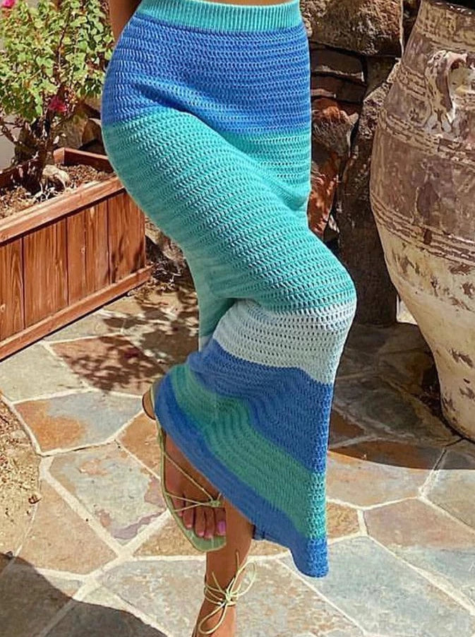 JazzHer Boho Knitted Maxi Skirt