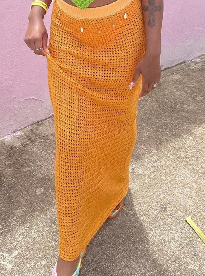 JazzHer Boho Knitted Maxi Skirt