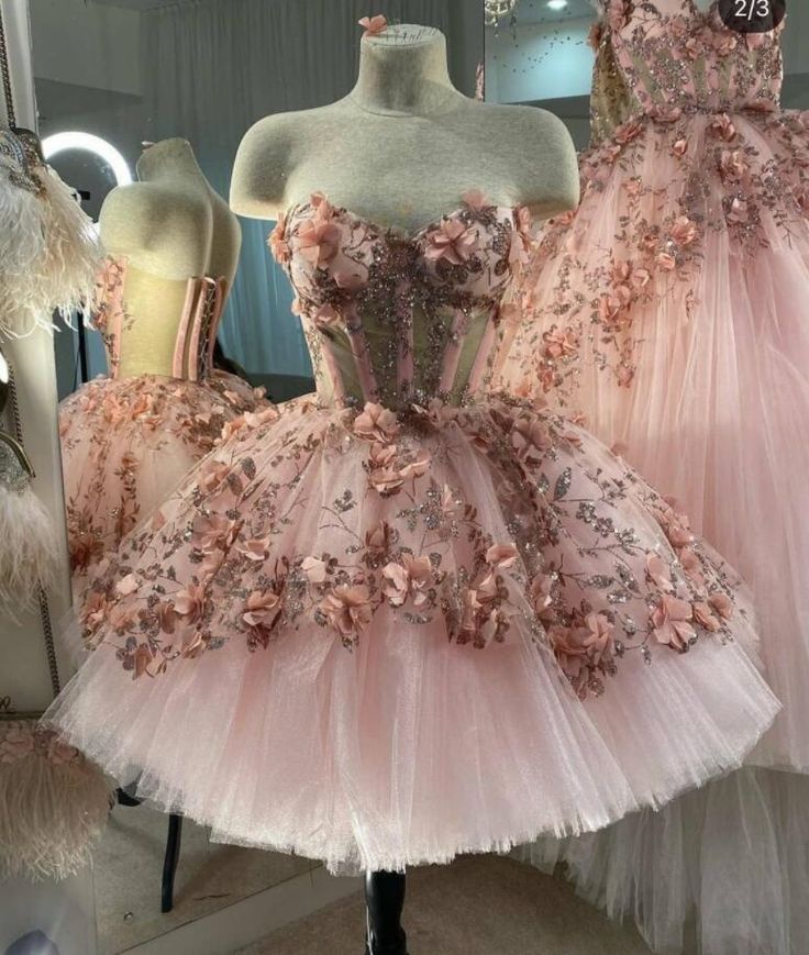 JazzHer Vintage Short Pink Homecoming Dresses with Flowers (PRE-ORDER)