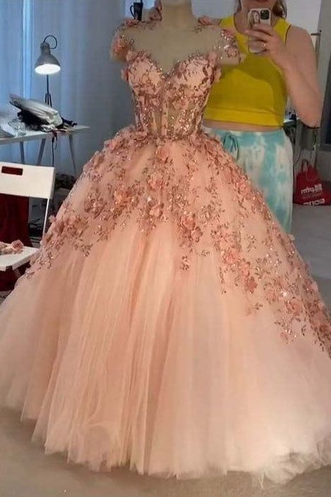 JazzHer Vintage Short Pink Homecoming Dresses with Flowers (PRE-ORDER)