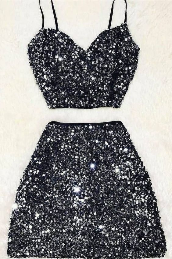 JazzHer Vintage Black Sequins Homecoming Dress (PRE-ORDER)