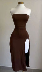 JazzHer Chic Sheath Strapless Brown Homecoming Dresses Party Dress (PRE-ORDER)