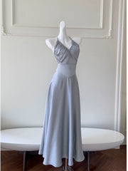 JazzHer Simple A line Halter Gray Homecoming Dresses Simple Prom Dress (PRE-ORDER)