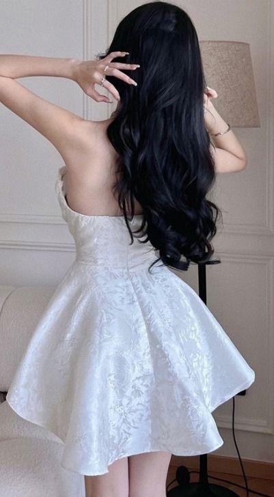 JazzHer Sexy A line Strapless Short White Lace Homecoming Dress (PRE-ORDER)