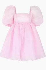 JazzHer Fairy Dress Female Sweet Puff Sleeves Mesh Square Collar Princess Homecoming Dress (PRE-ORDER)