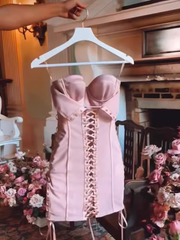 JazzHer Cute A Line Strapless Short Birthday Dress Pink Homecoming Dresses (PRE-ORDER)