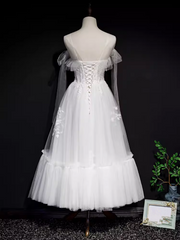 JazzHer Vintage A line Straps White Tulle Homecoming Dress th Birthday Outfits (PRE-ORDER)