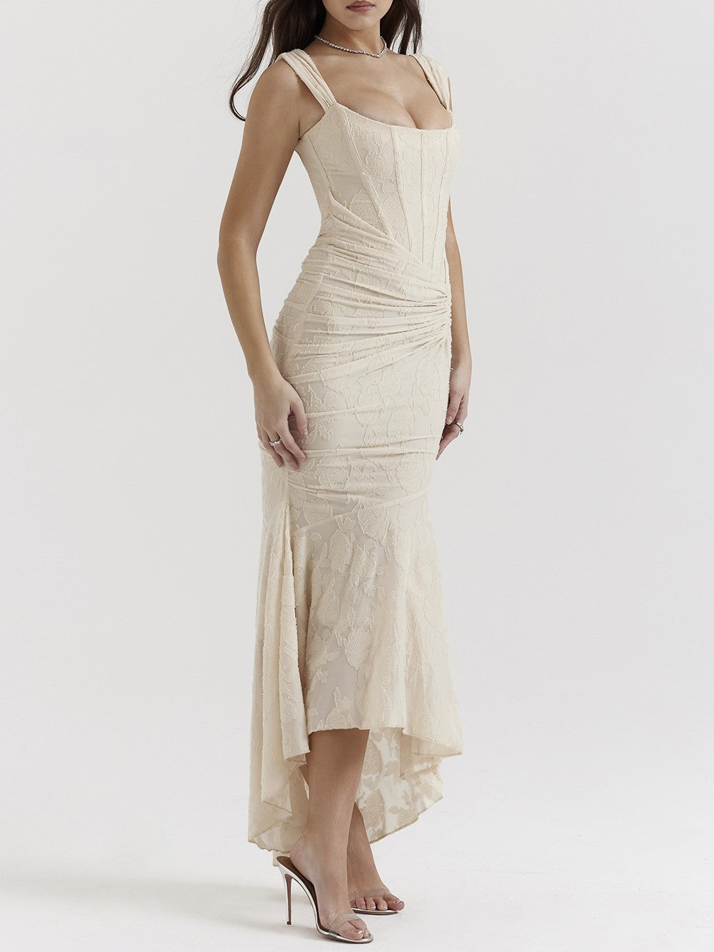 JazzHer Cesca Vintage Cream Floral Maxi Dress