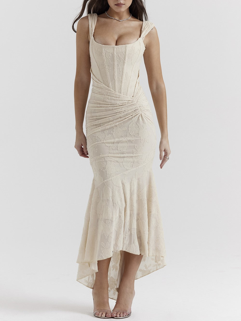 JazzHer Cesca Vintage Cream Floral Maxi Dress