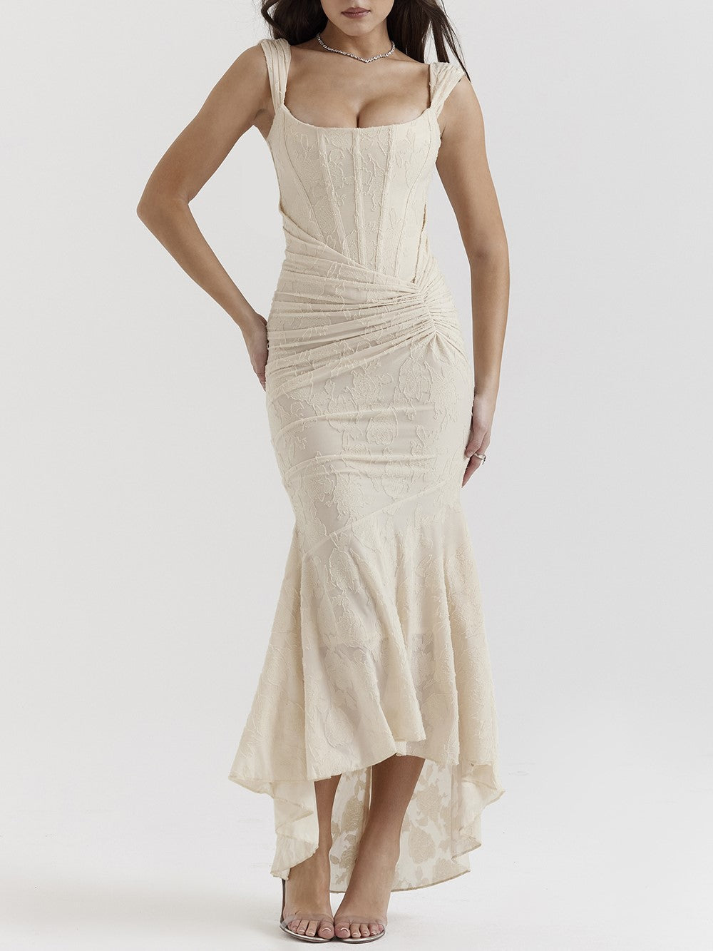 JazzHer Cesca Vintage Cream Floral Maxi Dress