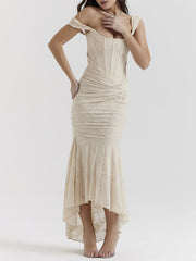 JazzHer Cesca Vintage Cream Floral Maxi Dress