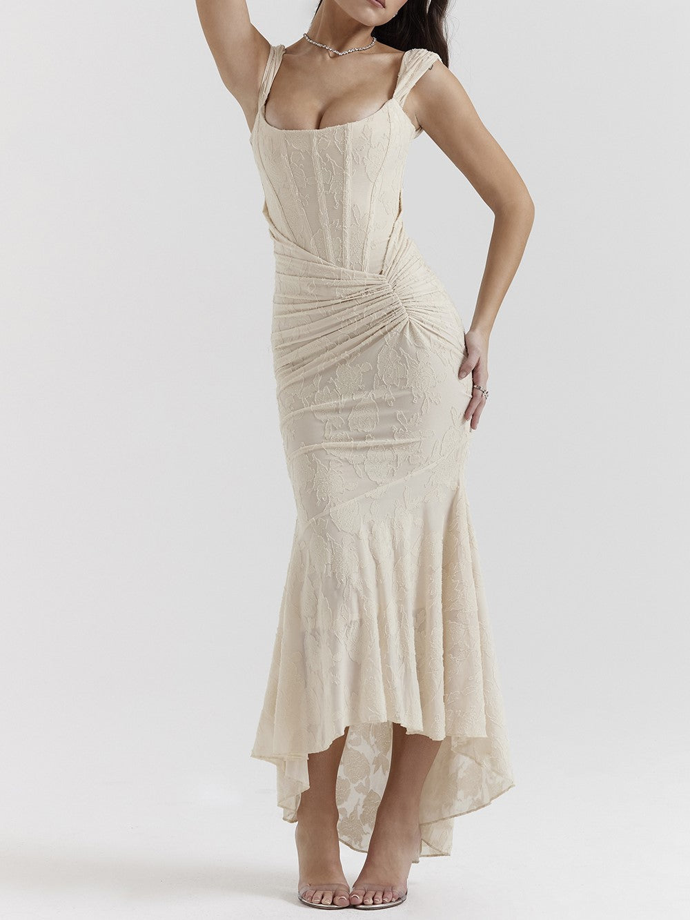 JazzHer Cesca Vintage Cream Floral Maxi Dress