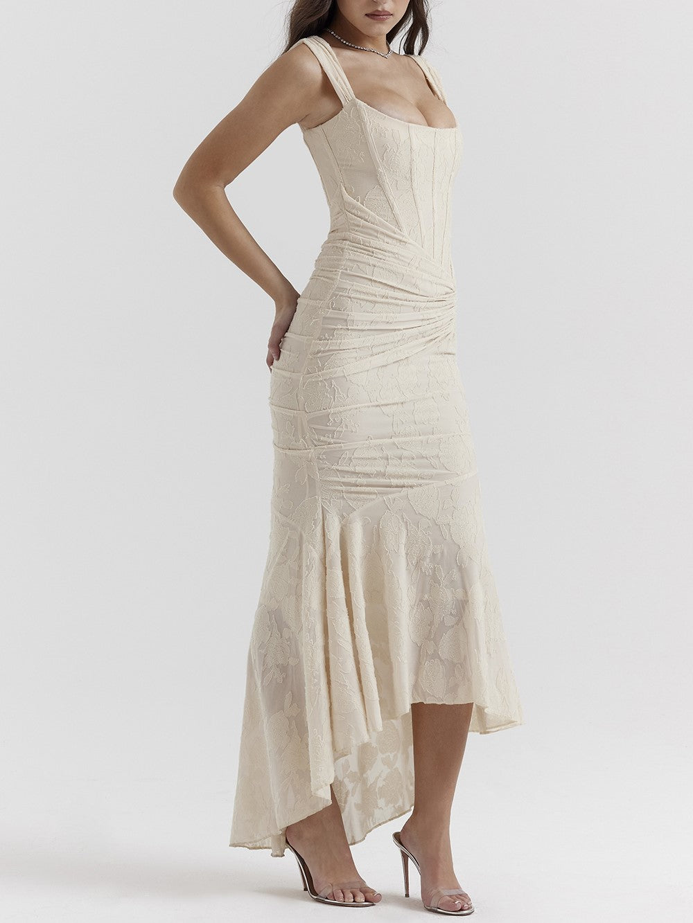 JazzHer Cesca Vintage Cream Floral Maxi Dress
