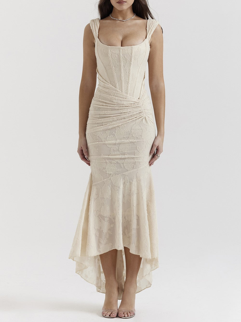 JazzHer Cesca Vintage Cream Floral Maxi Dress