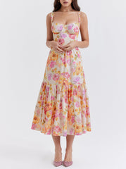 JazzHer Elia Ivory Floral Midi Dress