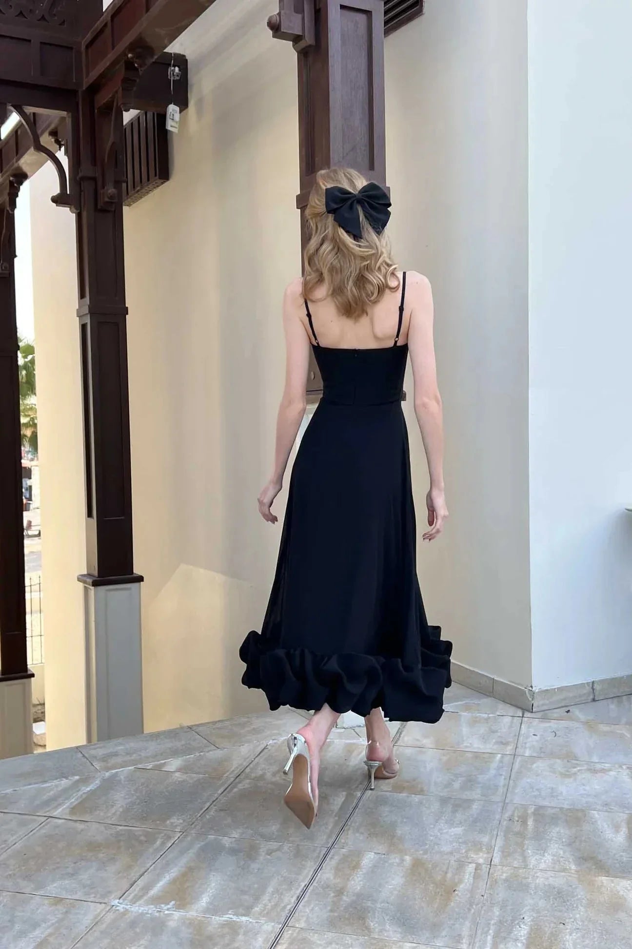 JazzHer Flounce Bustier Midi Dress