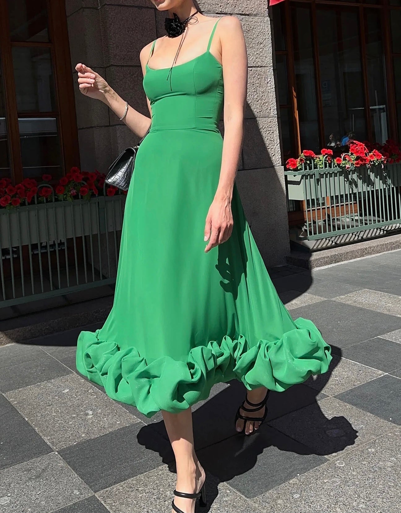 JazzHer Flounce Bustier Midi Dress