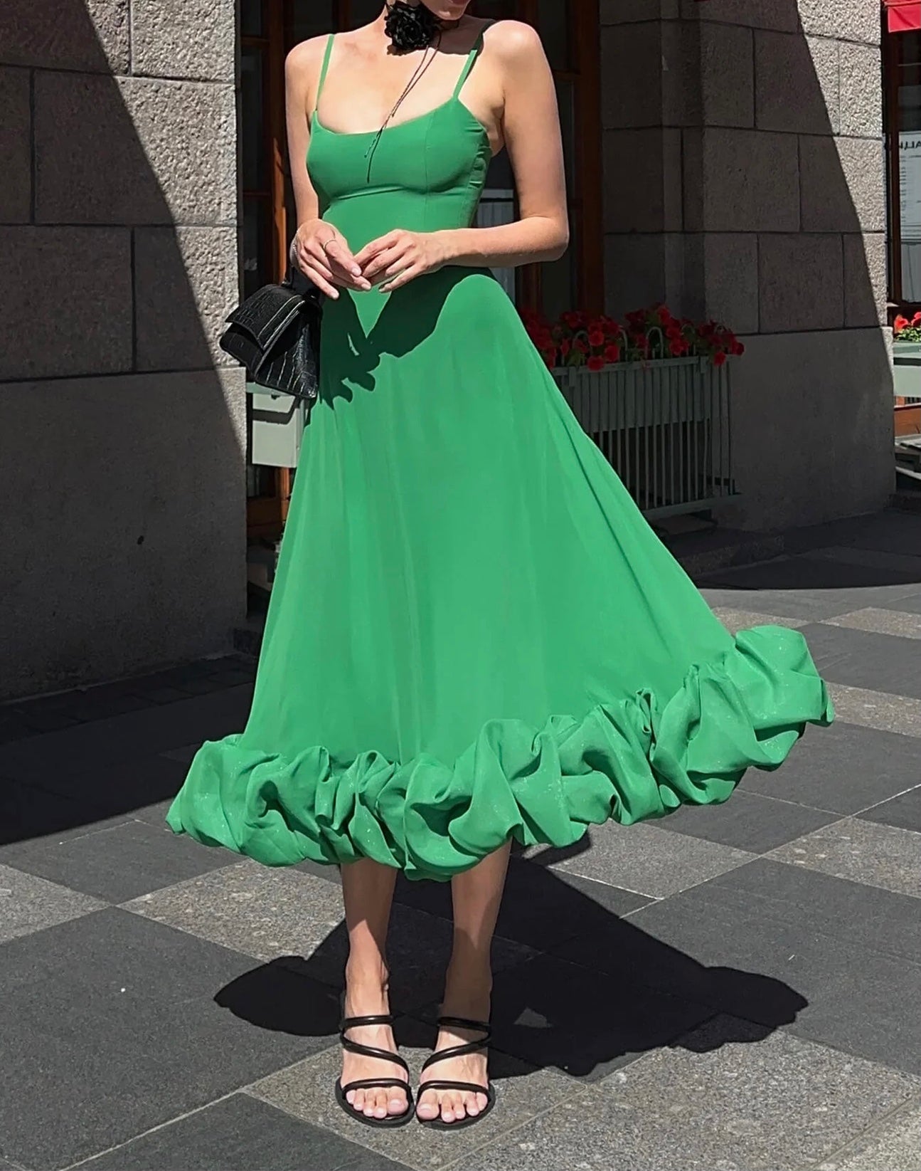 JazzHer Flounce Bustier Midi Dress