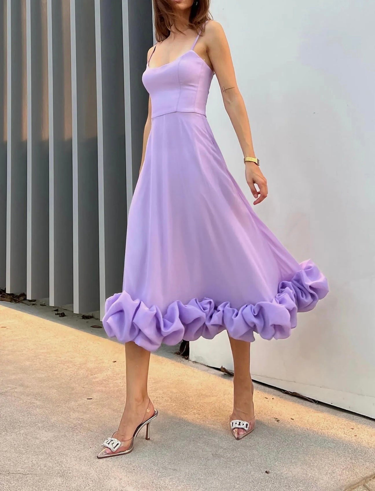 JazzHer Flounce Bustier Midi Dress