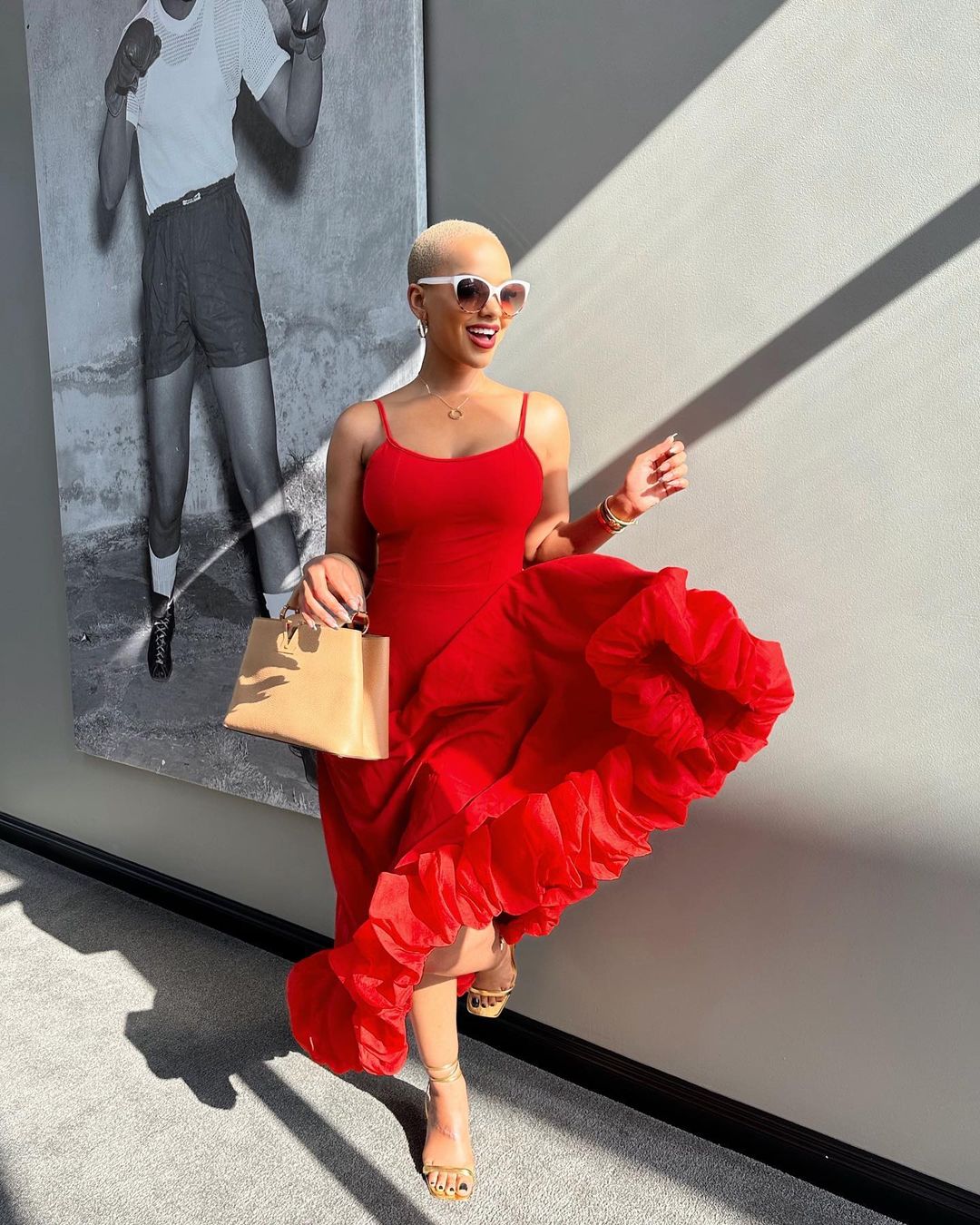 JazzHer Flounce Bustier Midi Dress