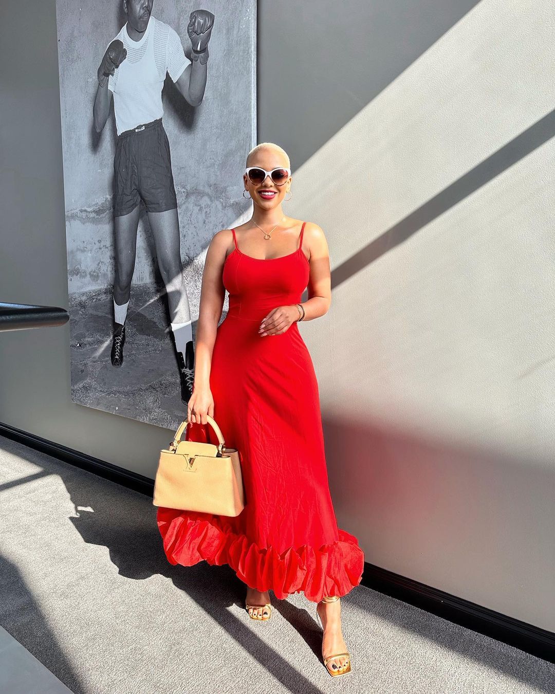 JazzHer Flounce Bustier Midi Dress