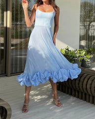 JazzHer Flounce Bustier Midi Dress