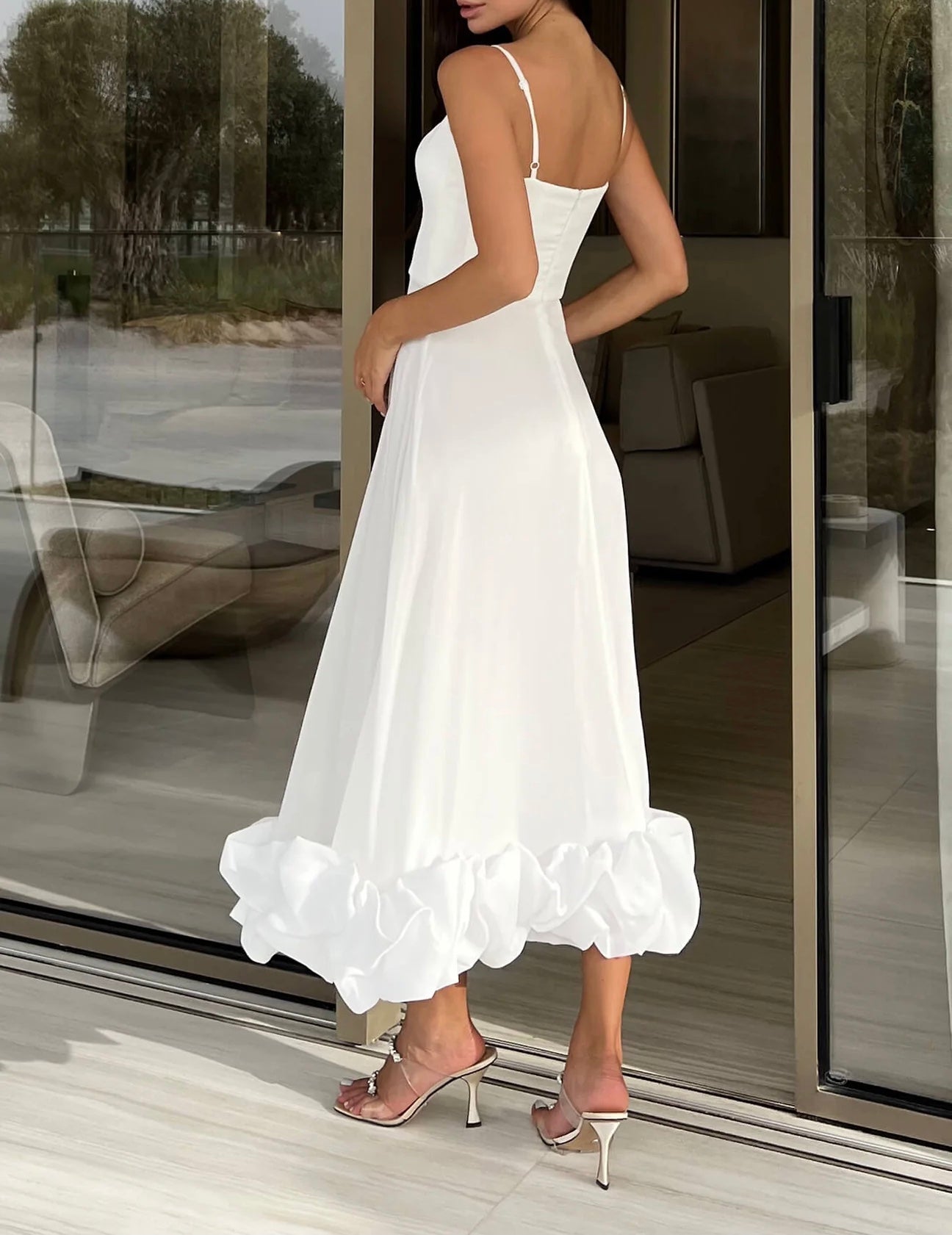 JazzHer Flounce Bustier Midi Dress