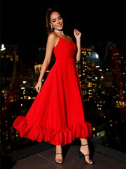 JazzHer Flounce Bustier Midi Dress