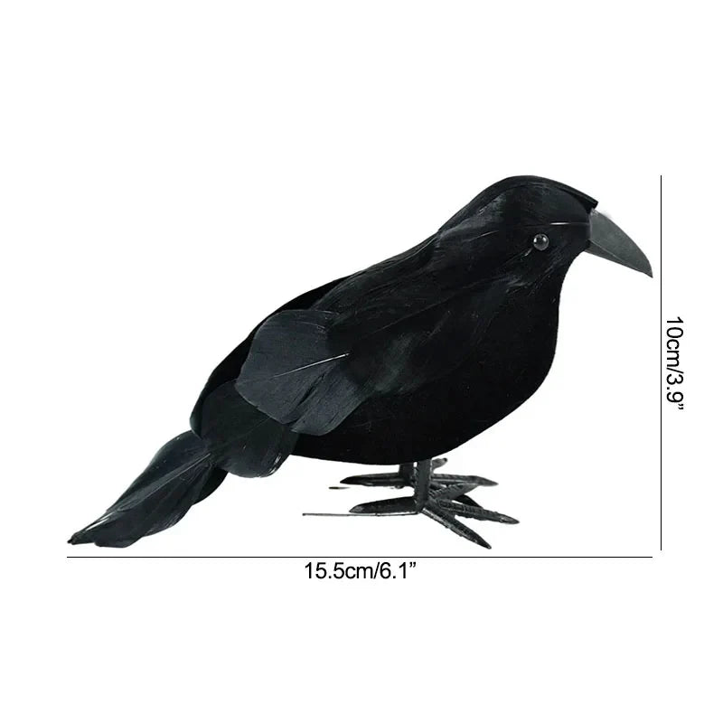 JazzHer 1pc Halloween Black Crow Model Simulation Fake Bird Animal Scary Toys For Halloween Party Home Decoration Horror Props