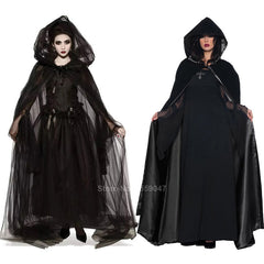 JazzHer Halloween Awakecrm Scary Halloween Costumes For Women Ghost Bride Costume Black Dress Cloak Set Gothic Medieval Dress Vampire Devil Horror Suit