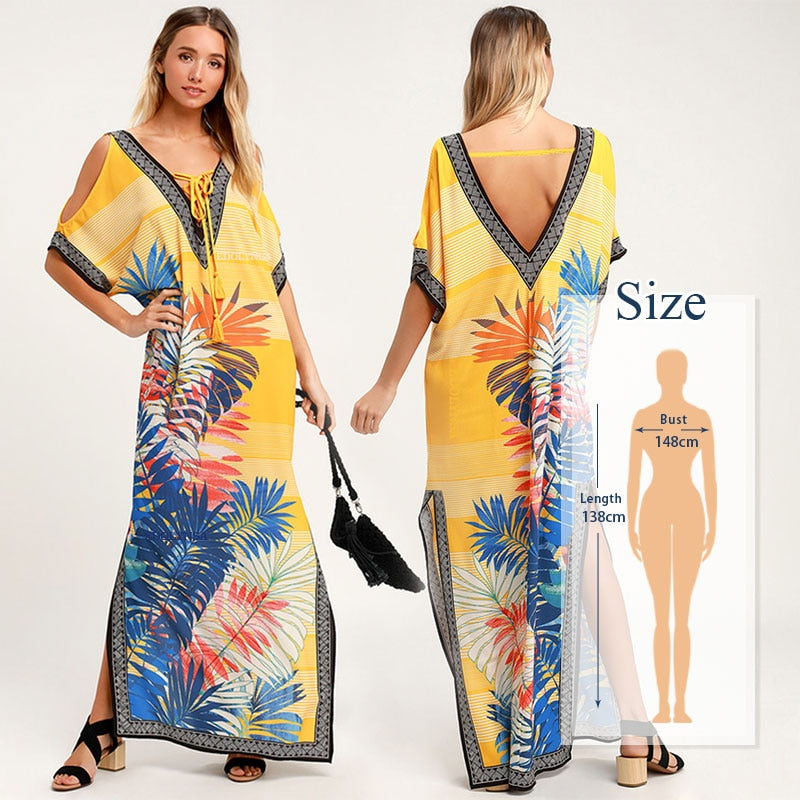 JazzHer 2024 Indie Folk Embroidered V-Neck Short Sleeve Summer Beach Straight Dress Sexy Tunic Women Beachwear Swimsuit Cover-Ups Q790