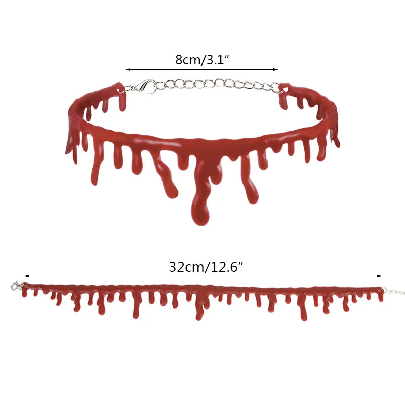 JazzHer Halloween Blood Necklace Women Chokers Necklaces Halloween Party DIY Decorations Horror Props Kids Toy Gift Haunted House