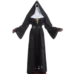 JazzHer Halloween Awakecrm Halloween Costumes For Women Scary Nun Cosplay Dress Black Virgin Mary Carnival Demonic Vestido Medieval