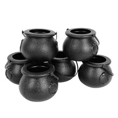 JazzHer 6pcs Mini Halloween Candy Bucket Pot Witch Skeleton Cauldron Holder Jar Trick Or Treat Halloween Party Decoration Props Kids Toy