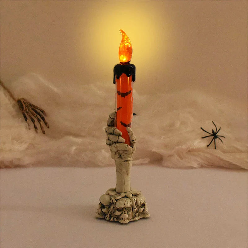 JazzHer Halloween Led Candle Light Skeleton Ghost Hand Smoke-free Light Horror Props Halloween Party Decoration Supplies Kids Toy Gift