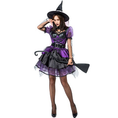 JazzHer Halloween Awakecrm Halloween Sexy Purple Evil Witch Cosplay Costume Masquerade Carnival Party Vampire Queen Fantasia Dress Uniform