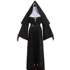 JazzHer Halloween Awakecrm Halloween Costumes For Women Scary Nun Cosplay Dress Black Virgin Mary Carnival Demonic Vestido Medieval