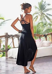 JazzHer New fashion Women Sexy Summer Dress Maxi Long Evening Party Beach black Dress Sundress vitage party dresses