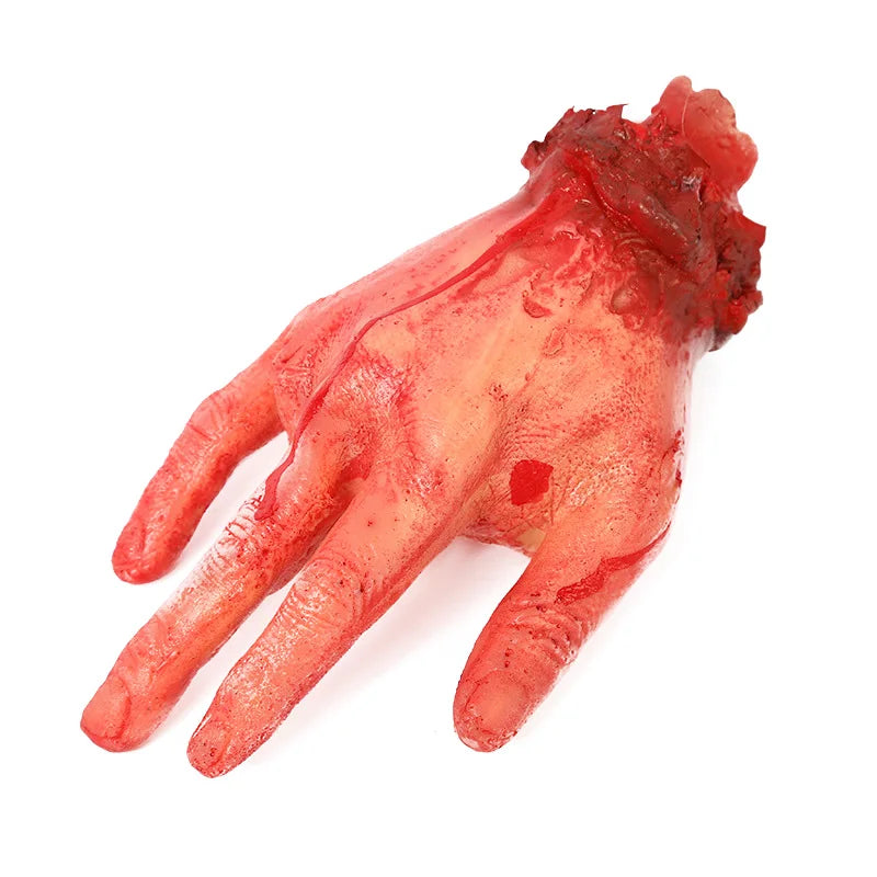 JazzHer Halloween Horror Props Bloody Fake Arm Hand Creepy Finger Foot Scary Leg Brain Halloween Party Decoration Supplies