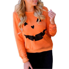 JazzHer Halloween Awakecrm Hot Sale Women Halloween Pumpkin Print Long Sleeve Sweatshirt Pullover Tops Blouse Shirt Female Casual Hoodies Tracksuit