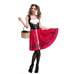 JazzHer Halloween Awakecrm Little Red Riding Hood Costume Castle Queen Cosplay Costume Halloween Wicca Cloak Carnival Party Dress For Adult Role-Playing