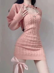 JazzHer Halterneck Chain Cardigan & Sweater Dress