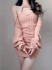 JazzHer Halterneck Chain Cardigan & Sweater Dress