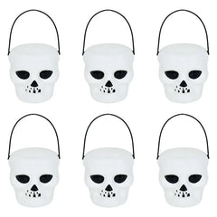 JazzHer 6pcs Mini Halloween Candy Bucket Pot Witch Skeleton Cauldron Holder Jar Trick Or Treat Halloween Party Decoration Props Kids Toy