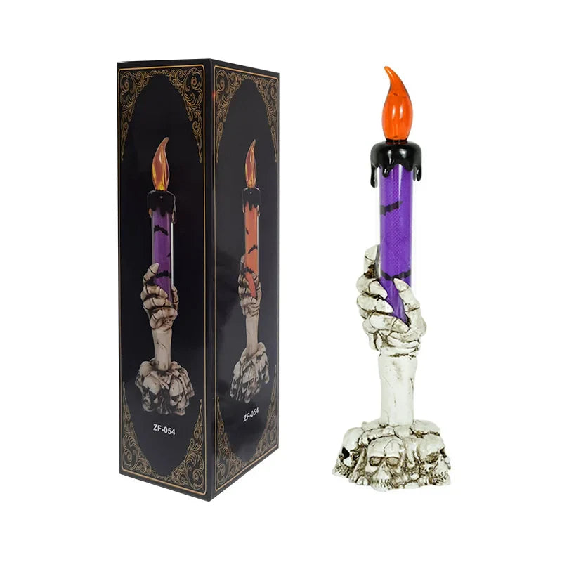 JazzHer Halloween Led Candle Light Skeleton Ghost Hand Smoke-free Light Horror Props Halloween Party Decoration Supplies Kids Toy Gift