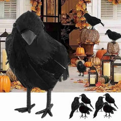 JazzHer 1pc Halloween Black Crow Model Simulation Fake Bird Animal Scary Toys For Halloween Party Home Decoration Horror Props