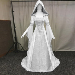 JazzHer Halloween Awakecrm Medieval Vintage Dress Gothic Dresses Halloween Renaissance Hooded  Floor Length Cosplay Dress Princess Boho Victorian Dress