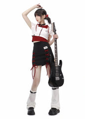 Jazzher Band Girl Short Top &Amp; Braided Short Skirt